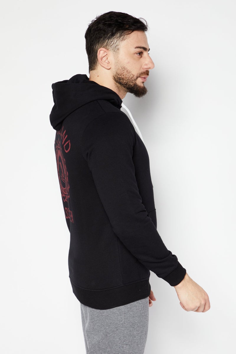 Nordland سويت شيرتات مطبوعة بأكمام طويلة مع غطاء للرأس للرجال، أسود - Image 2